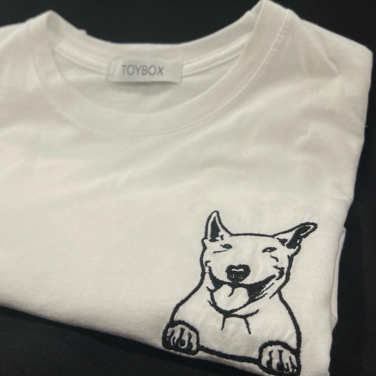 T-Shirt con ricamo Bull Terrier