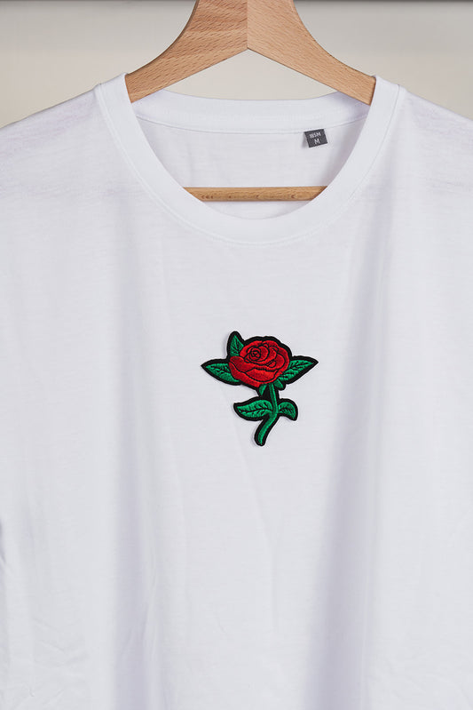 T-shirt Bianca - Rosa rossa